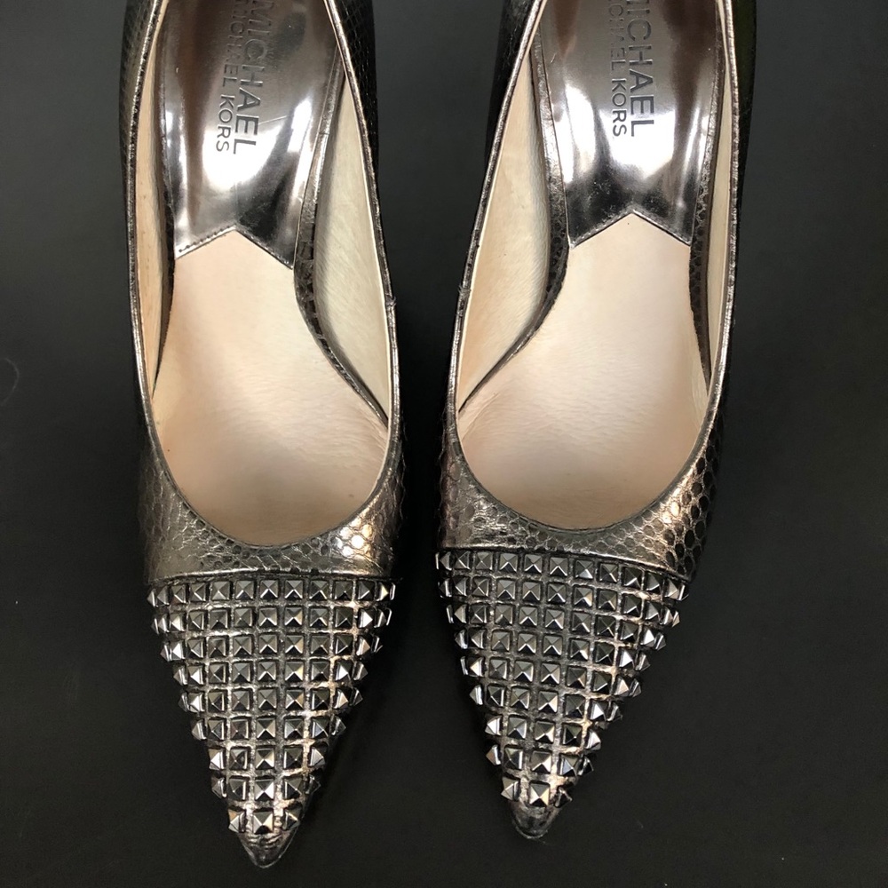 Michael Kors Silver Studded Heels Size 7